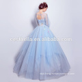 New fashion 2017 elegant light blue ball gown sweet evening dress party gowns with long sleeve